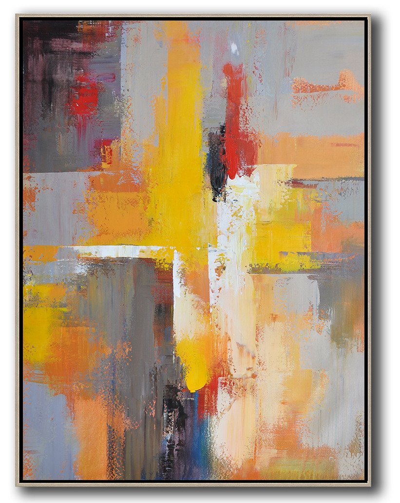 Vertical Palette Knife Contemporary Art #L3B - Decorative Arts Large